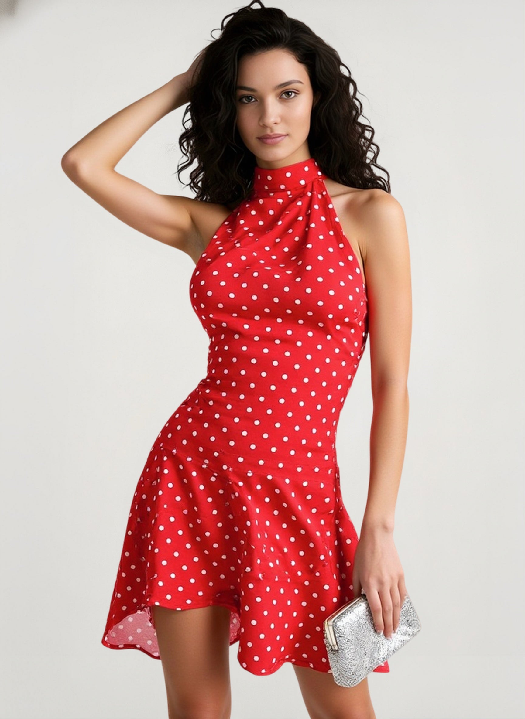 Polka Dot Fit-and-Flare Sleeveless Mini Dress