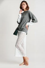 Crochet Lace Slit Bodycon Skirt