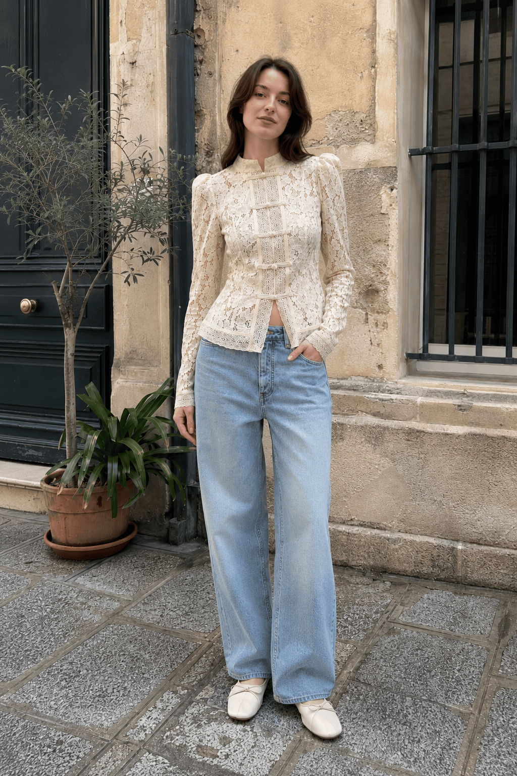 Vintage Lace Button Blouse