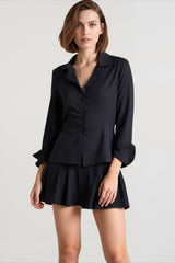 Tailored Collared Button Blouse