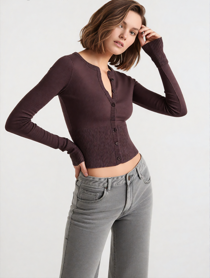 Slim Fit Long Sleeve Cardigan