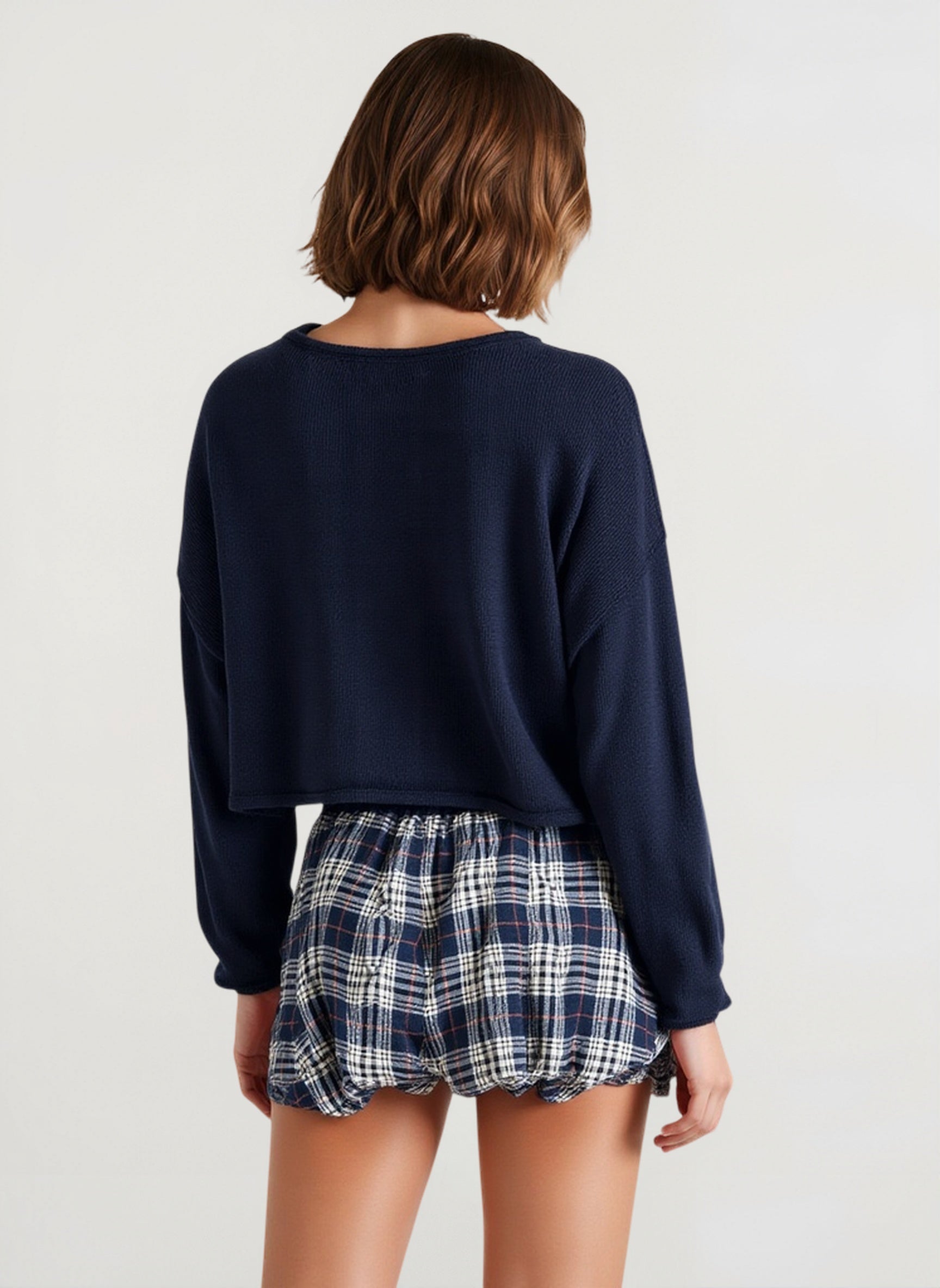 Y2K Plaid Faux Button Skirt with Built-in Shorts Skirt