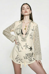 Loose Fit Printed Shirt Shorts Vacation Set