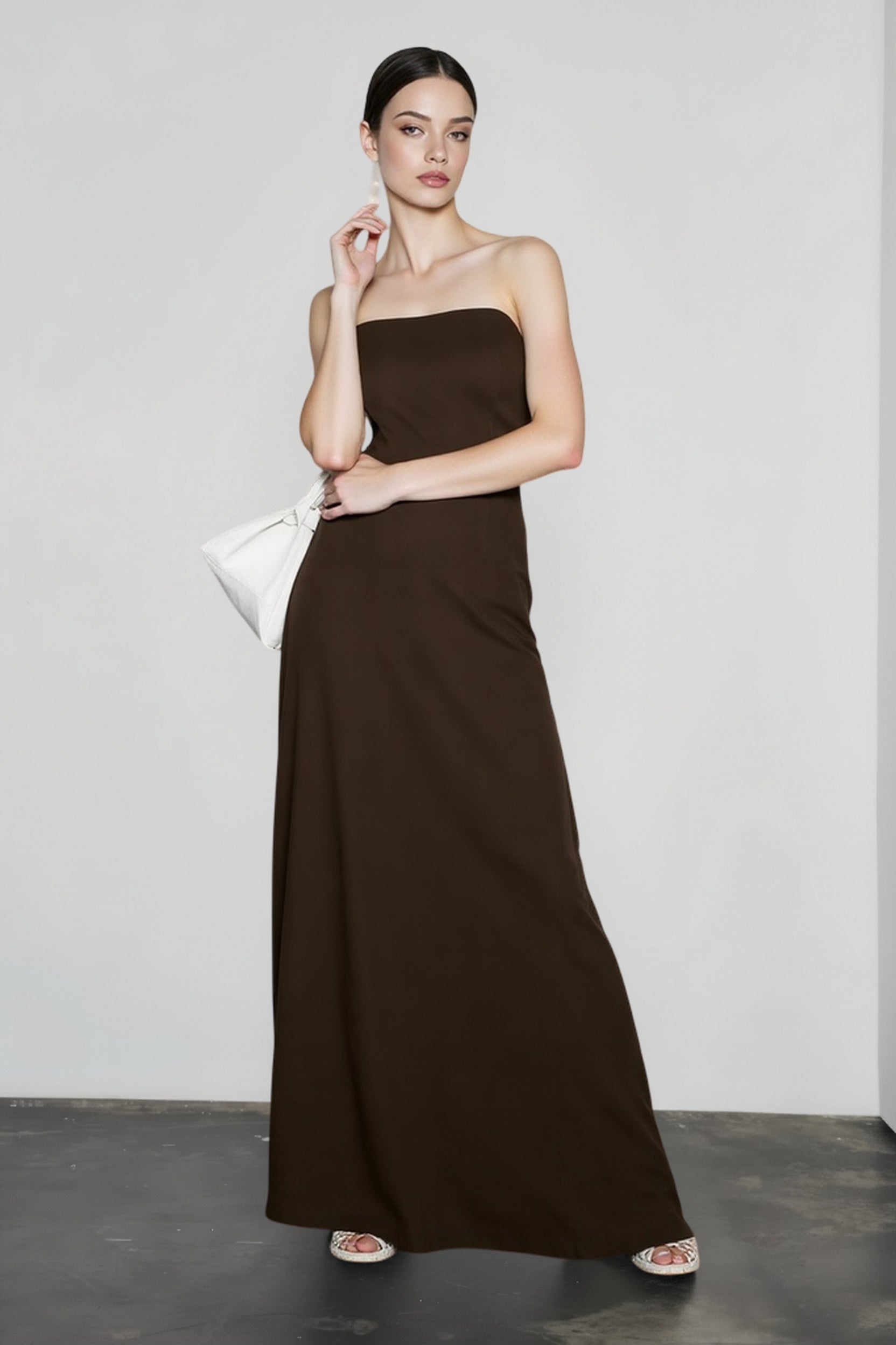 Linen Strapless High Waist Vacation Dress