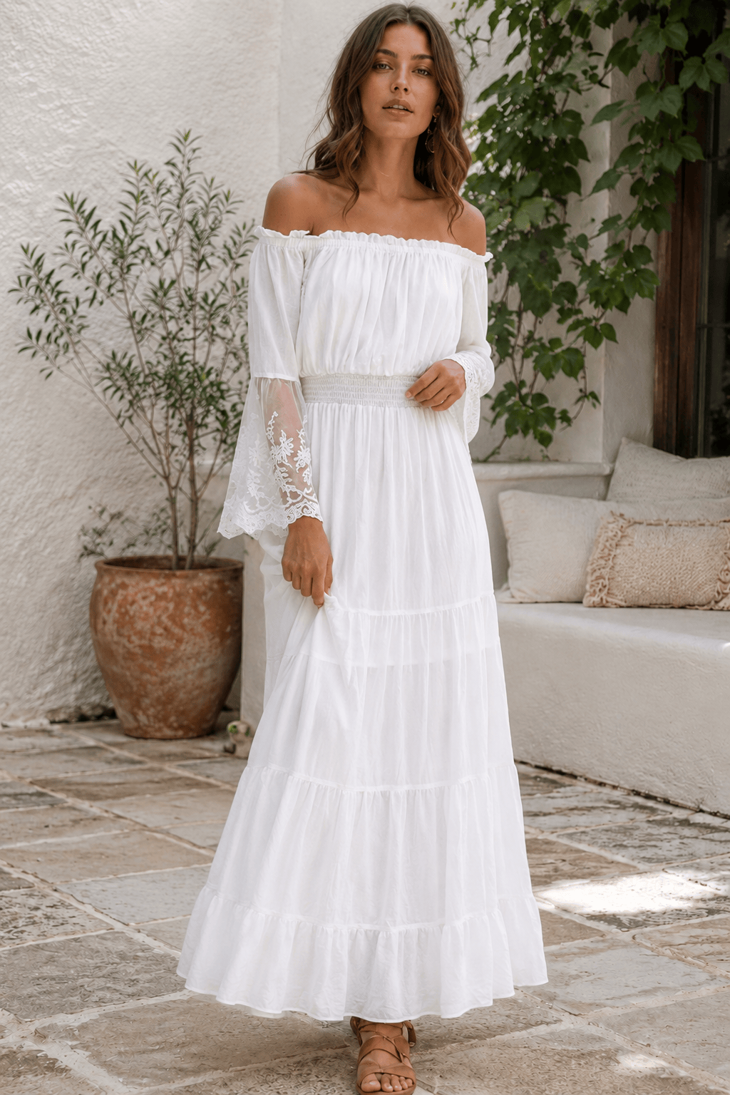 Flare Sleeve Off Shoulder Boho Dress