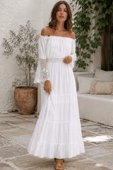 Flare Sleeve Off Shoulder Boho Dress