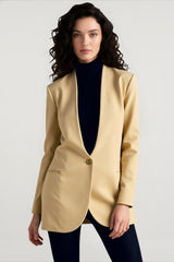 Solid V-Neck Minimalist Office Blazer