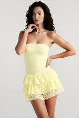 Strapless Waist Tie Lace Dress