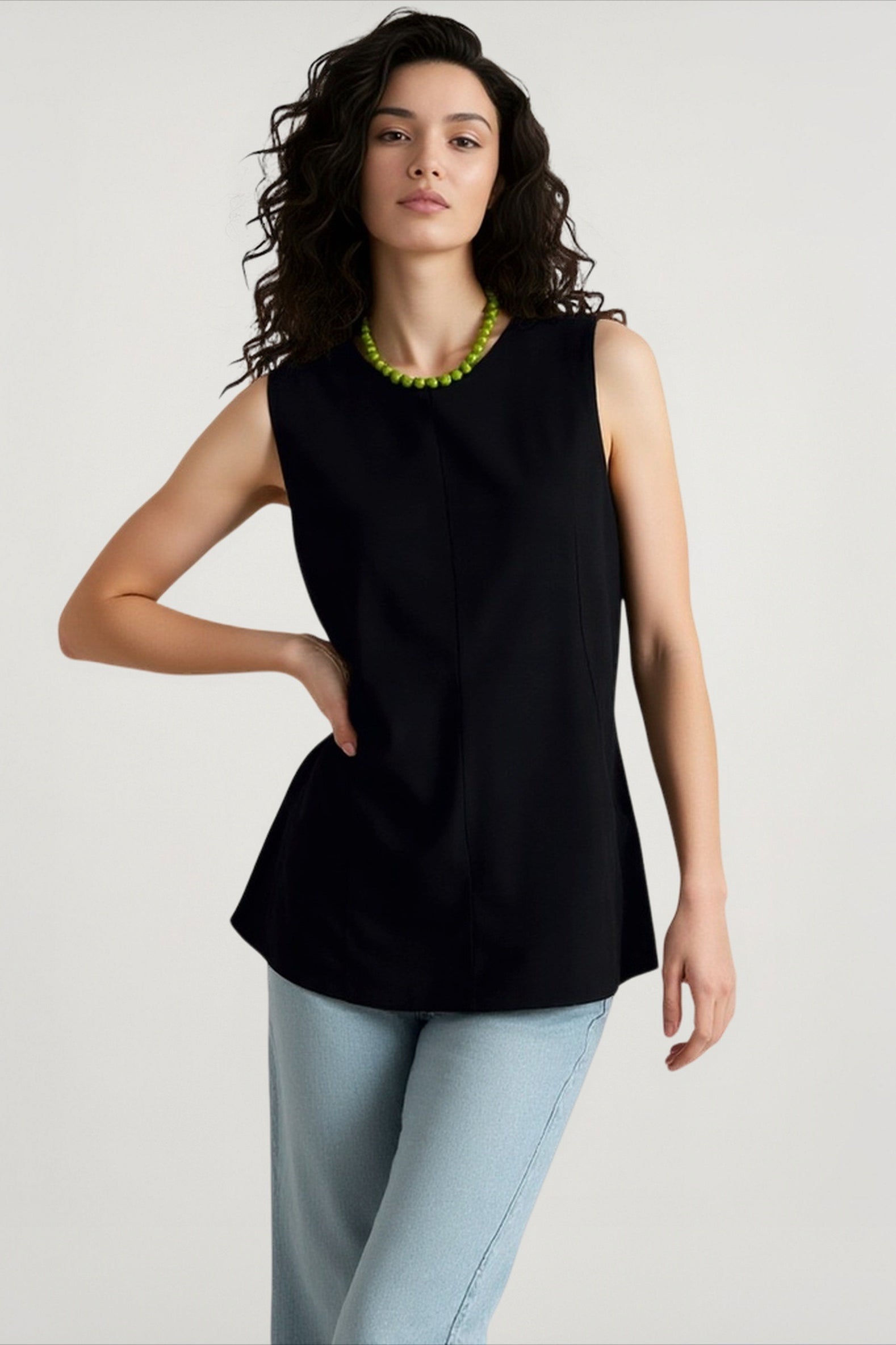 French Linen Crew Neck Blouse
