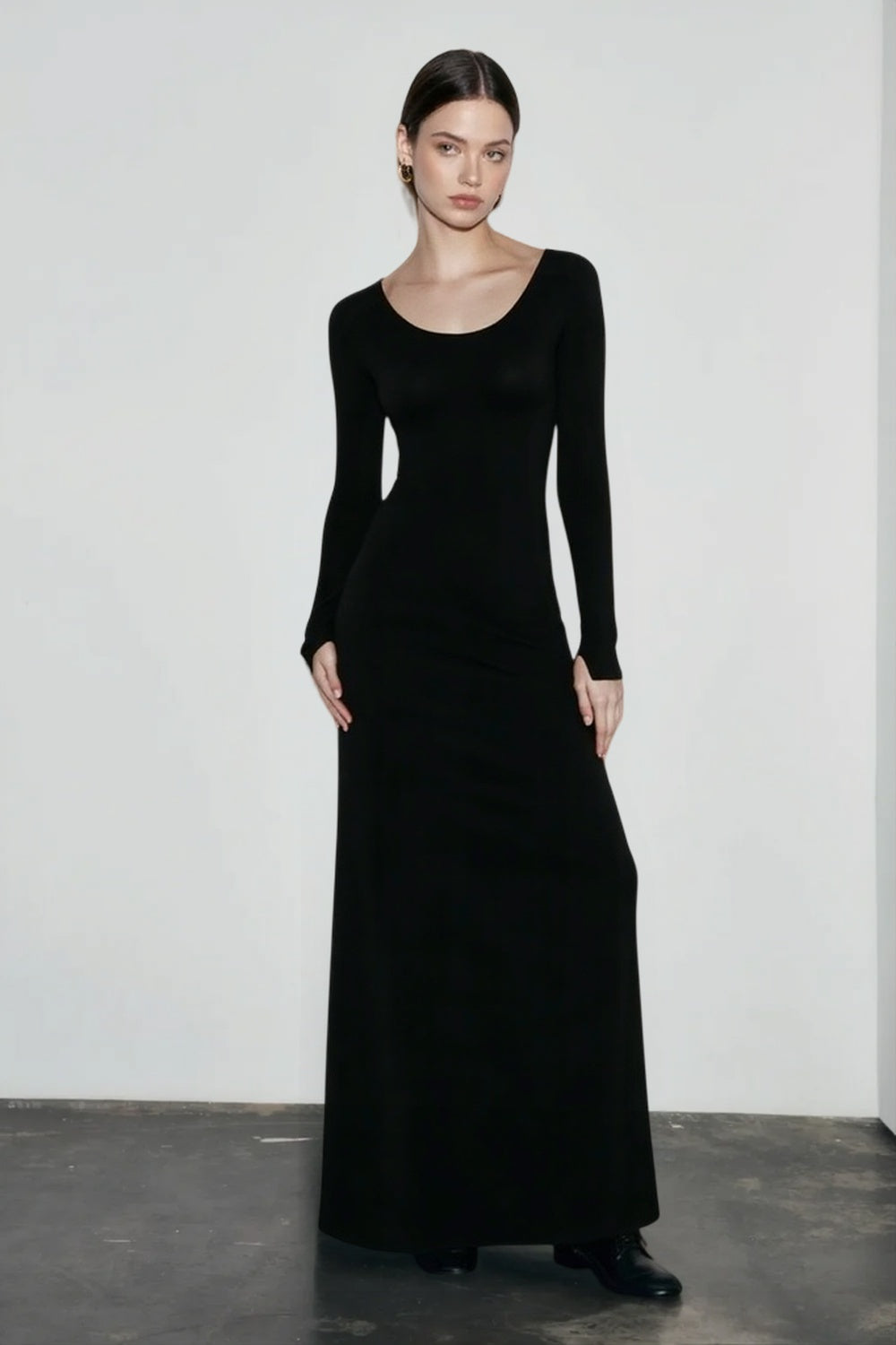 Basics Solid Long Sleeve Bodycon Maxi women Midi Dresses