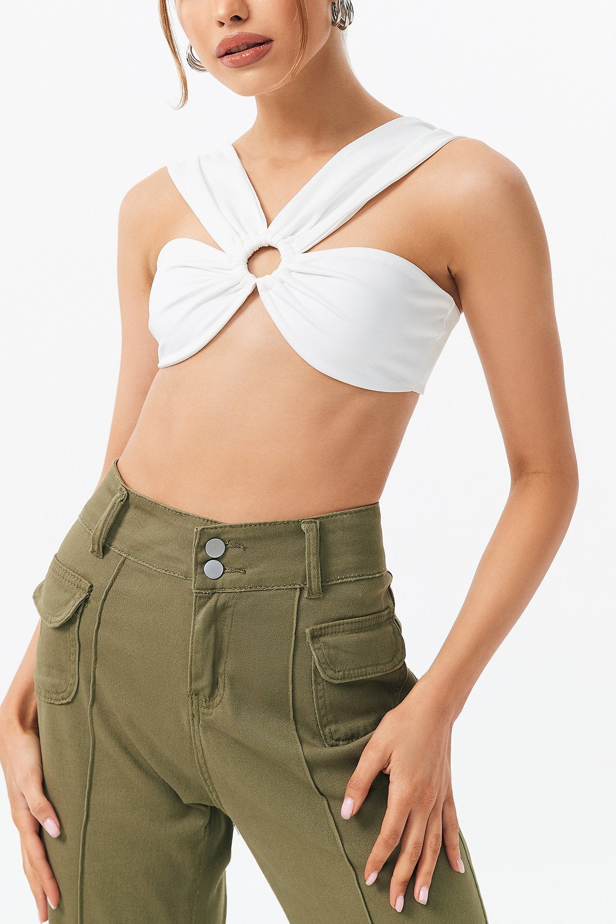 O-Ring Front Cut Out Crop Top