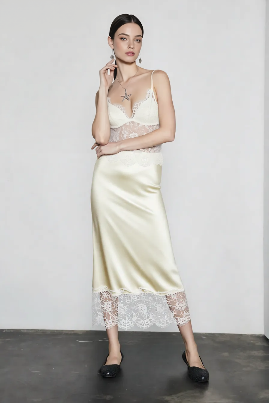Elegant Sexy Deep V Sheer Lace Patchwork Maxi Dress