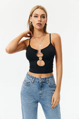 O-ring Front Cut Out Cami Crop Top