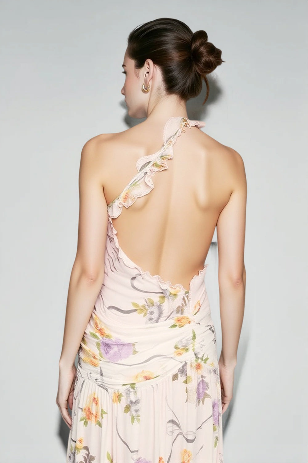 Halter Backless Floral Vacation Dress