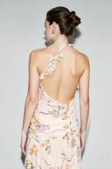 Halter Backless Floral Vacation Dress