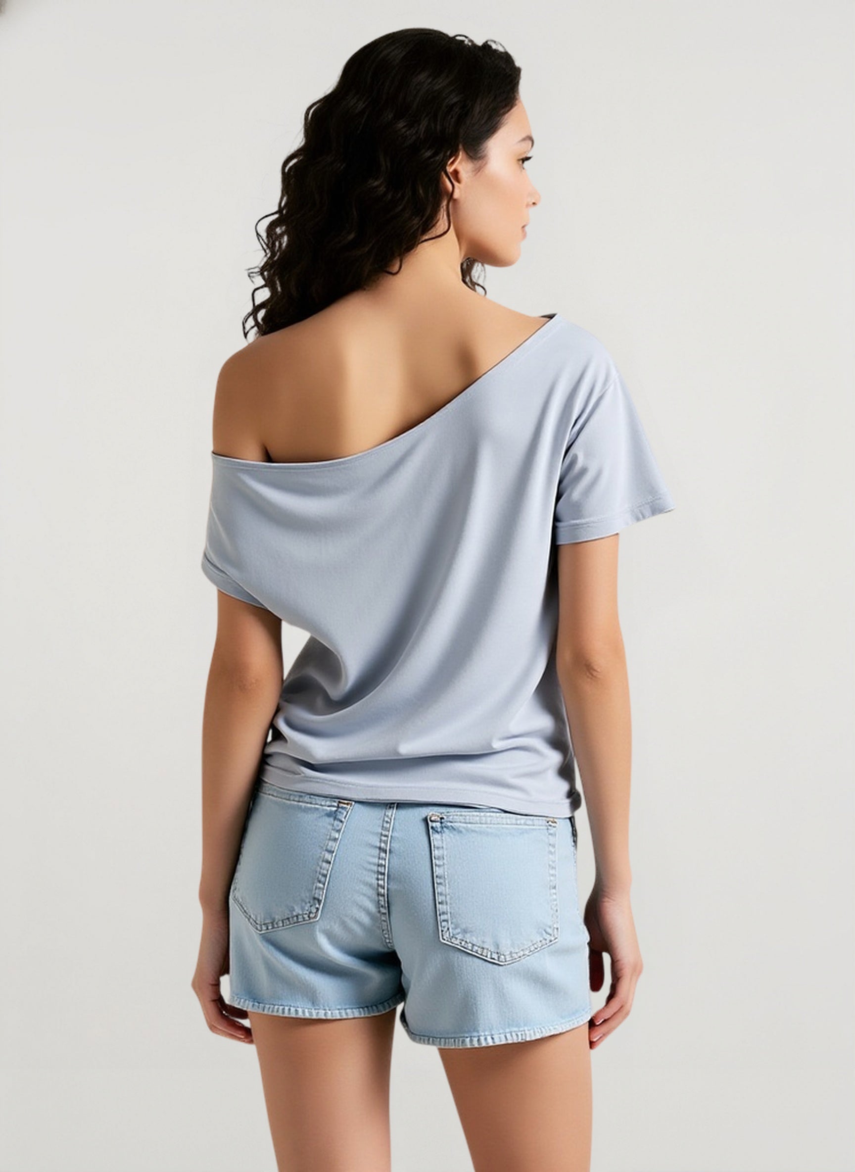 Slouchy Number Print Off Shoulder T-Shirt
