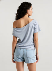 Slouchy Number Print Off Shoulder T-Shirt