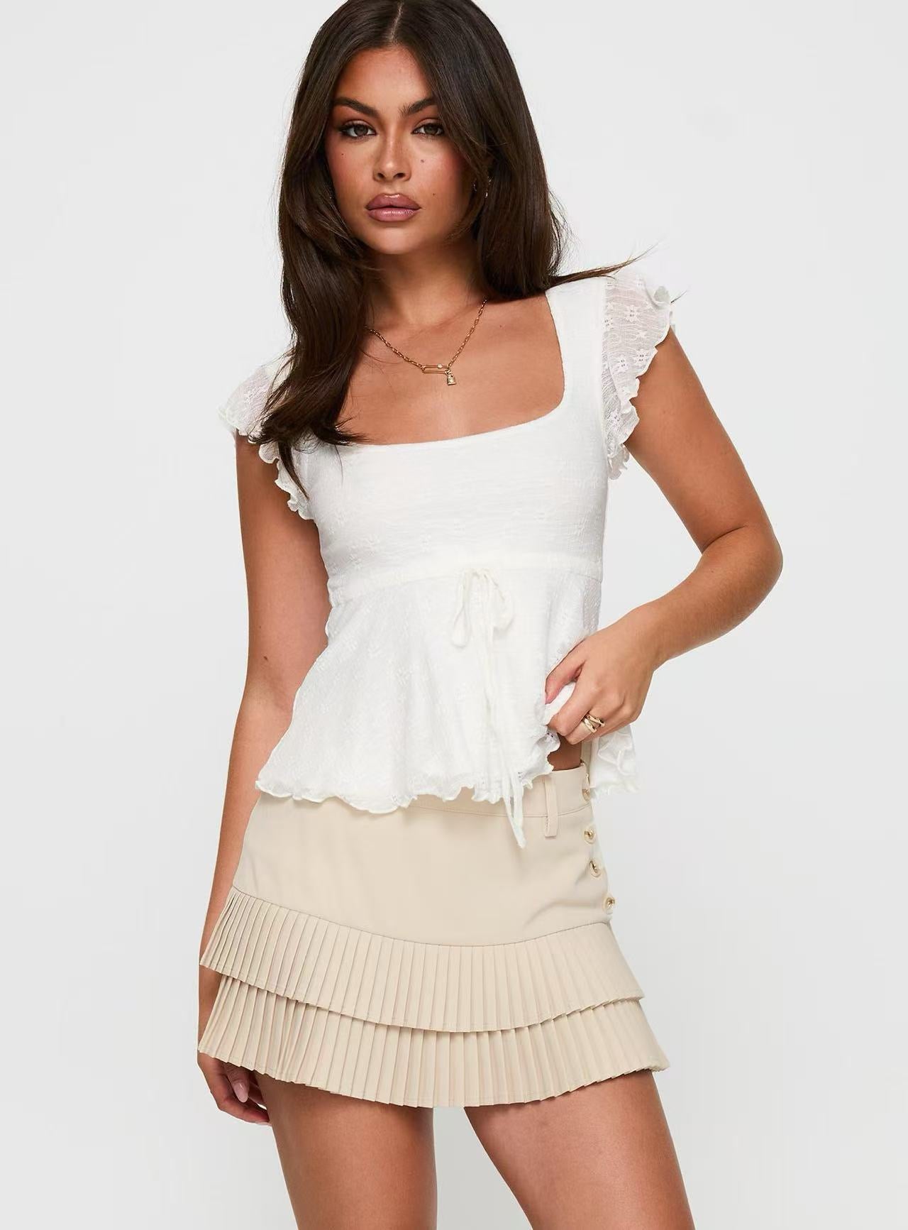 Auroraah Frill Top White