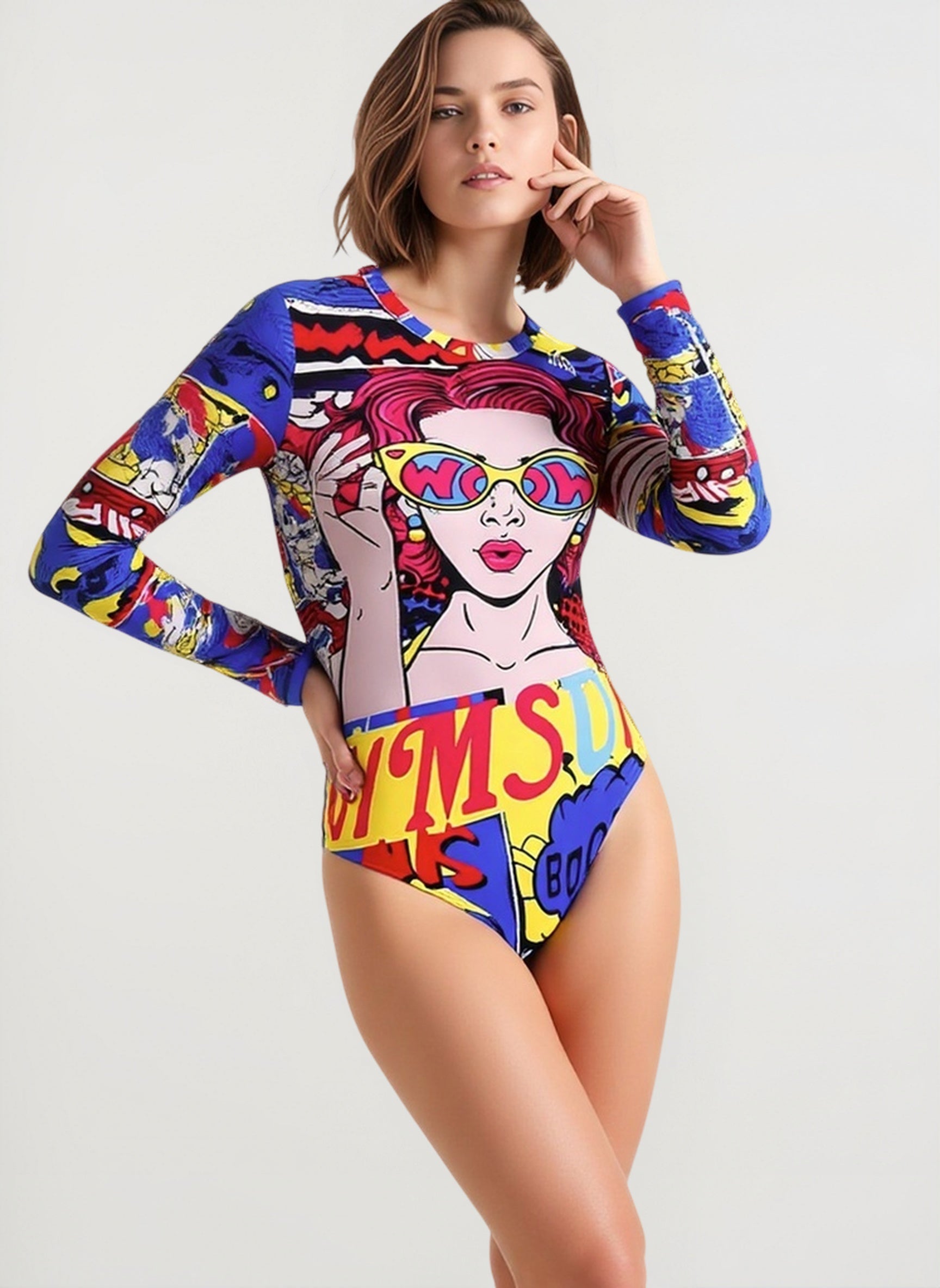 Backless Print Surfing One Piece Set