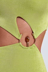 Hardware Detail One-Shoulder Maxi Dress