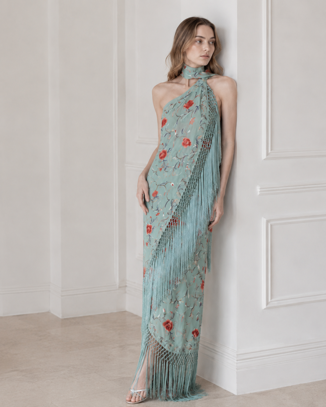 Halter Neck Printed Fringe Boho Dress