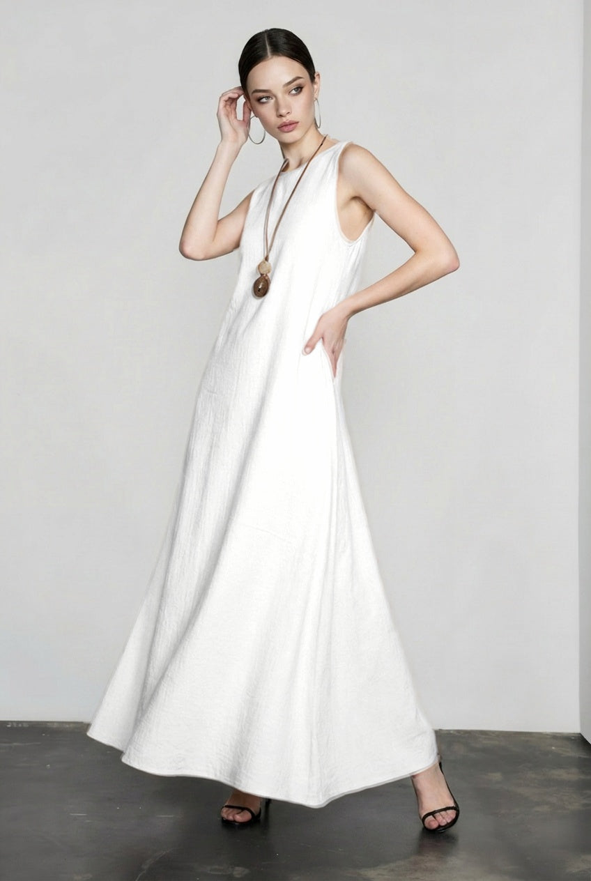 Pure Linen Tank Maxi Vacation Dress