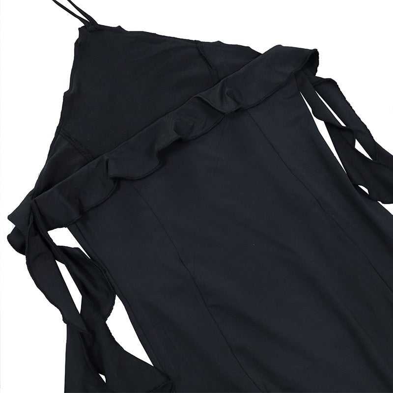 Ruffle-Trim Halterneck Gown