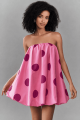 Sexy Polka Dot Strapless Bodycon Mini Dress