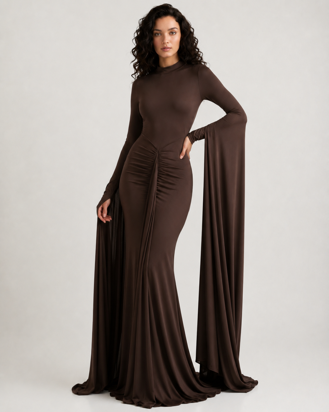 Elegant Backless Sash Sheer Shawl Two Piece Set