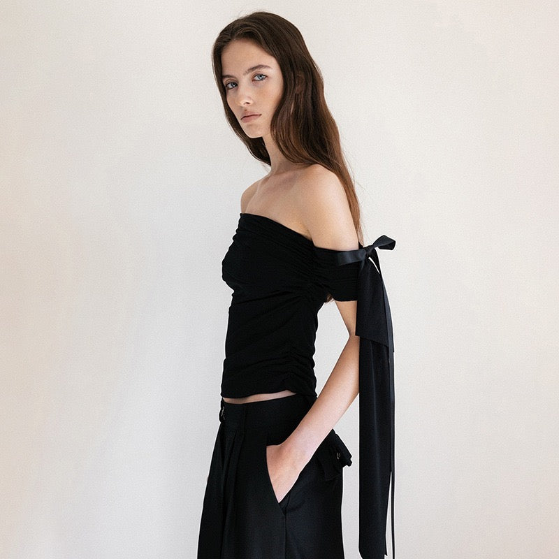 Asymmetrical Draped Sleeve Top