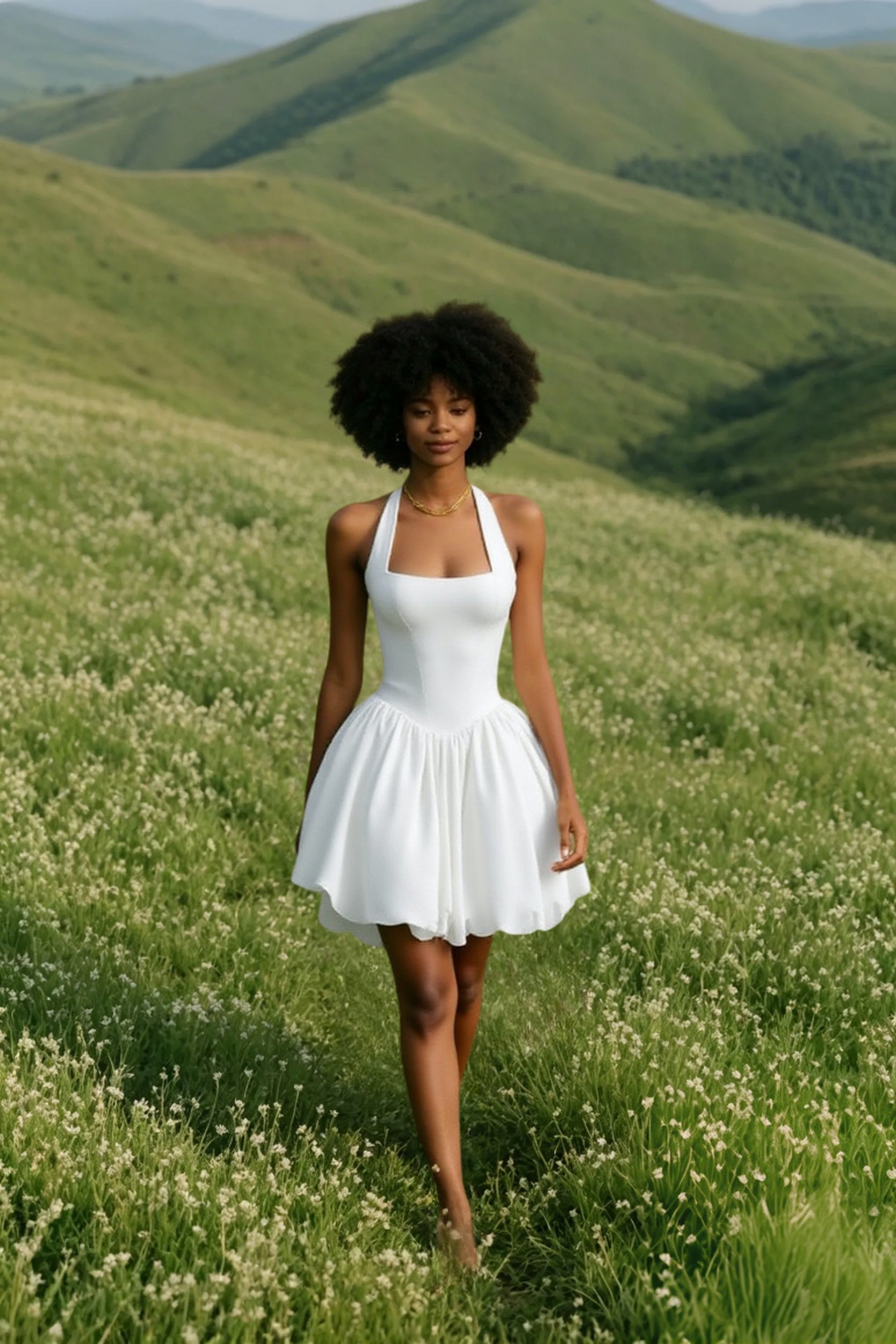 Sleeveless Halter Bubble  Mini Dress