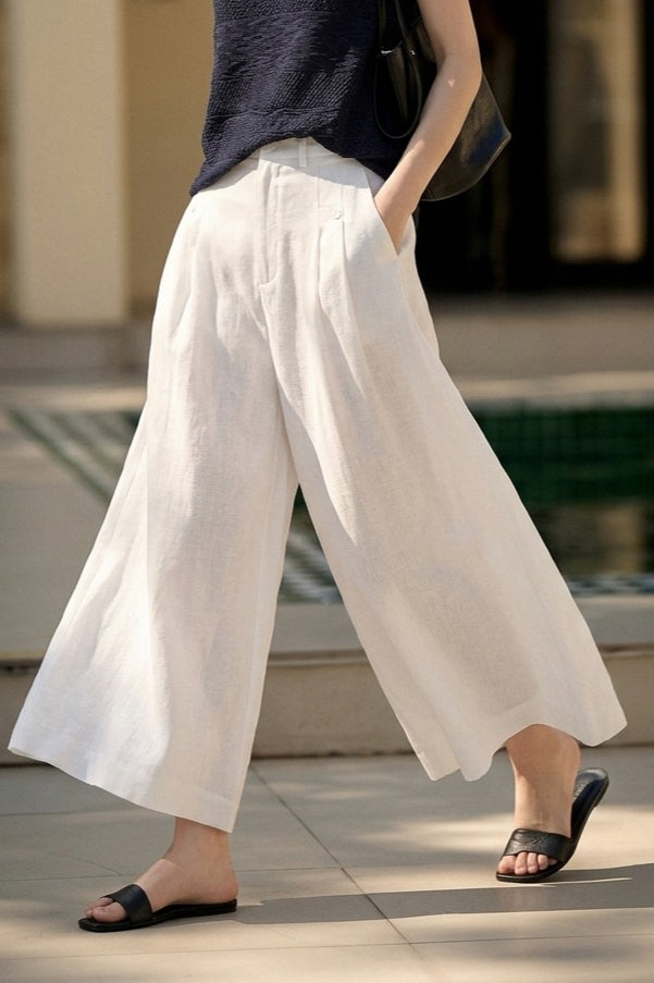 Breezy Linen Relaxed Wide Leg Pants