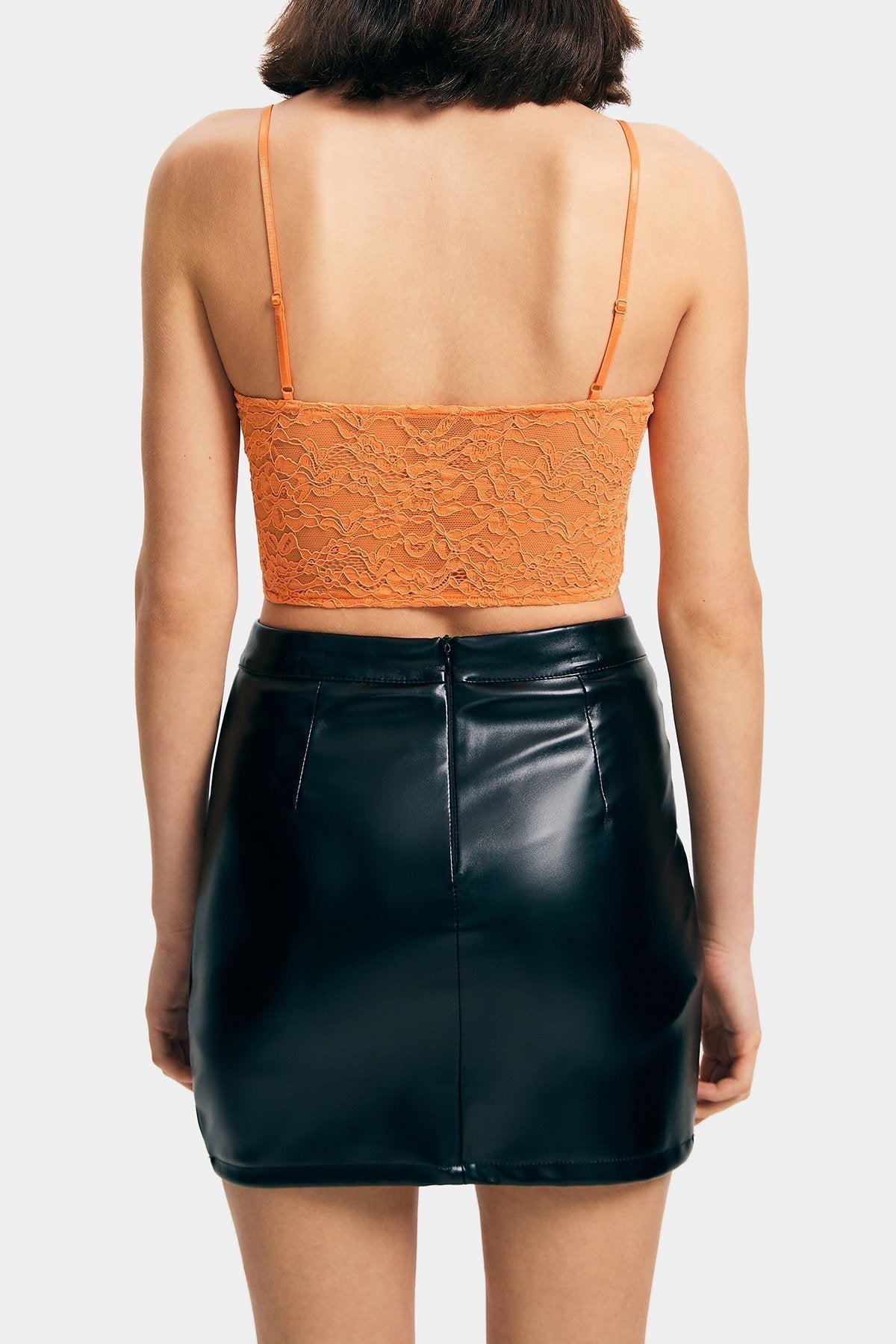 Floral Lace Plunging Neck Boning Backless Crop Top