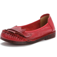 Coralia Women's Leather Flat Slip-On Shoes