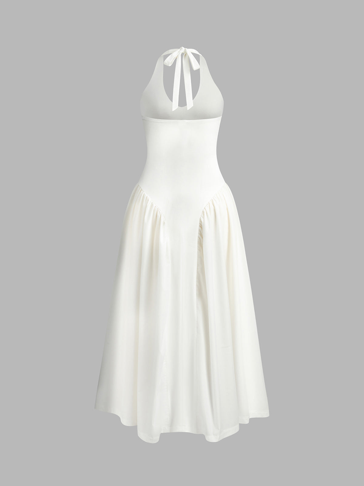 Semi-Sheer Halter Backless Zipper Low Cut Dress