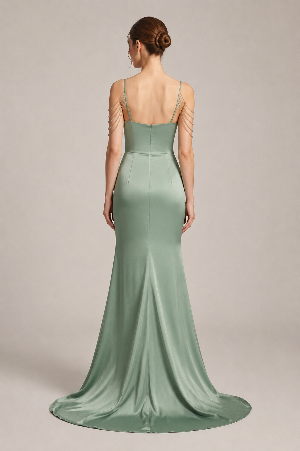 Satin Spaghetti Strap Mermaid Party Dress
