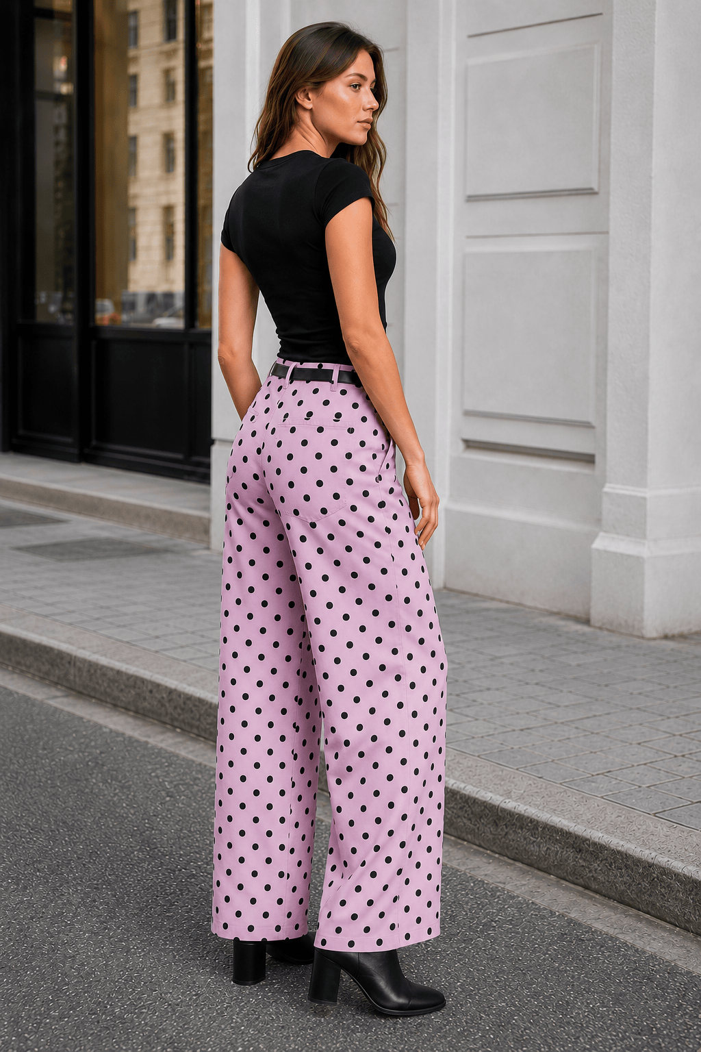 Polka Dot Loose Mid Rise Jeans