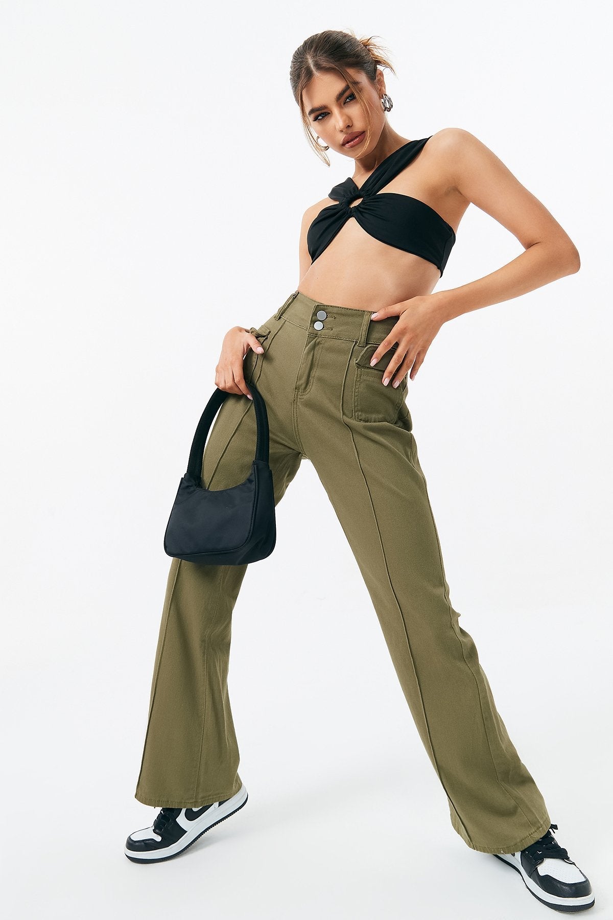 O-Ring Front Cut Out Crop Top