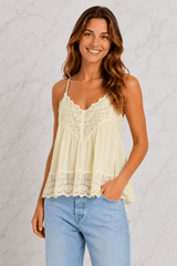 Lace Trim Ruffle Strap Cami Top
