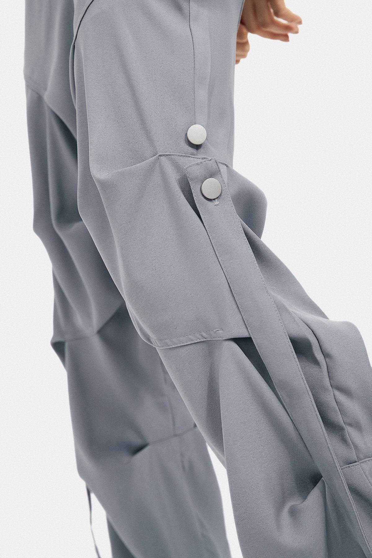 High Waist Ruched Strap Detail Straight Pants