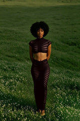 Knitted Crop Top Hollow Out Design Two Piece Shorts Set