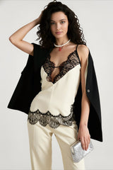 Sheer Lace Plunge Cami Top