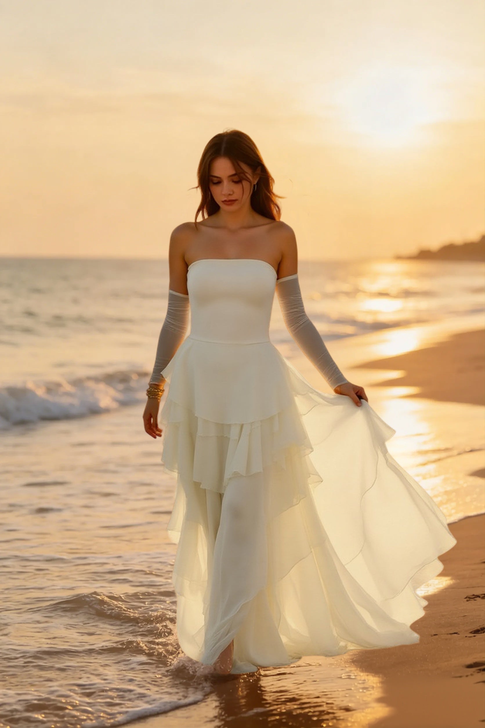 Tiered Light Chiffon Prom Dress