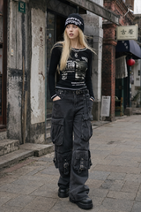 Denim Multi-Pocket Street Loose Cargo Pants