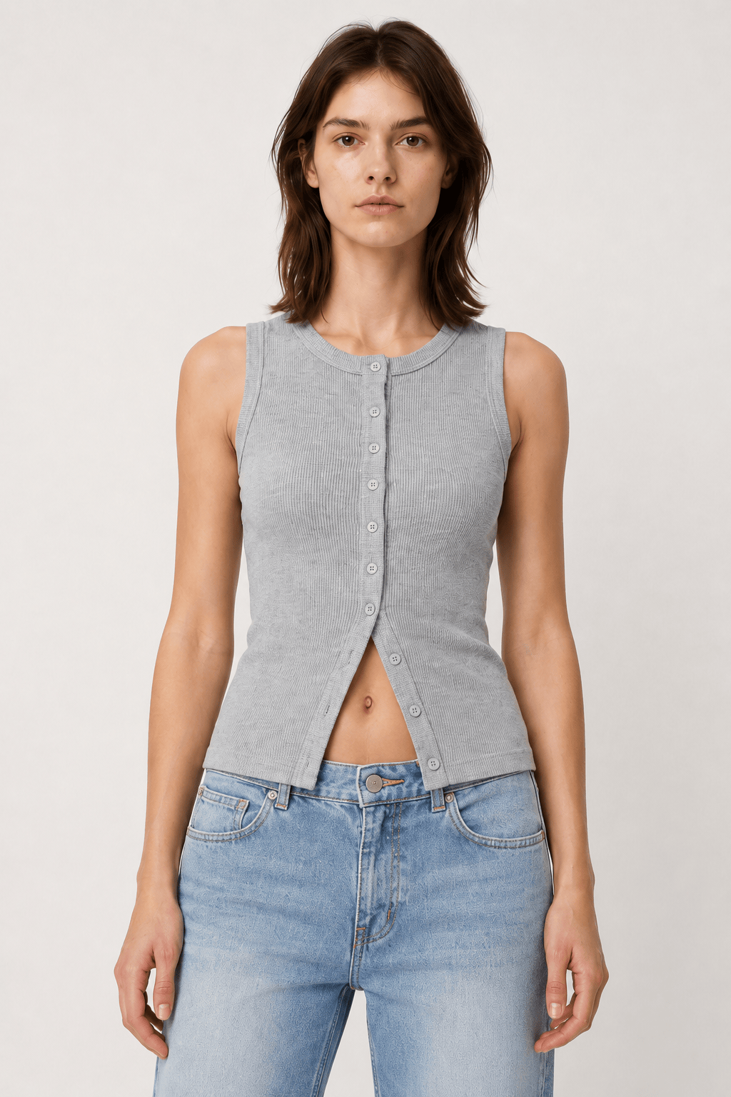 Round Neck Sleeveless Knit Top