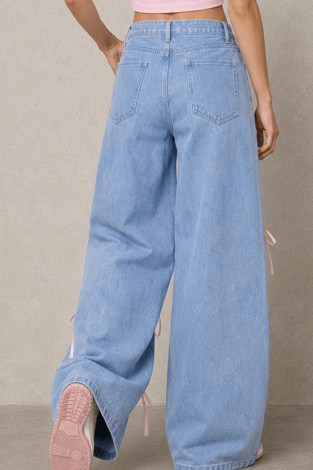 Bow High Waist Wide Leg Jeans