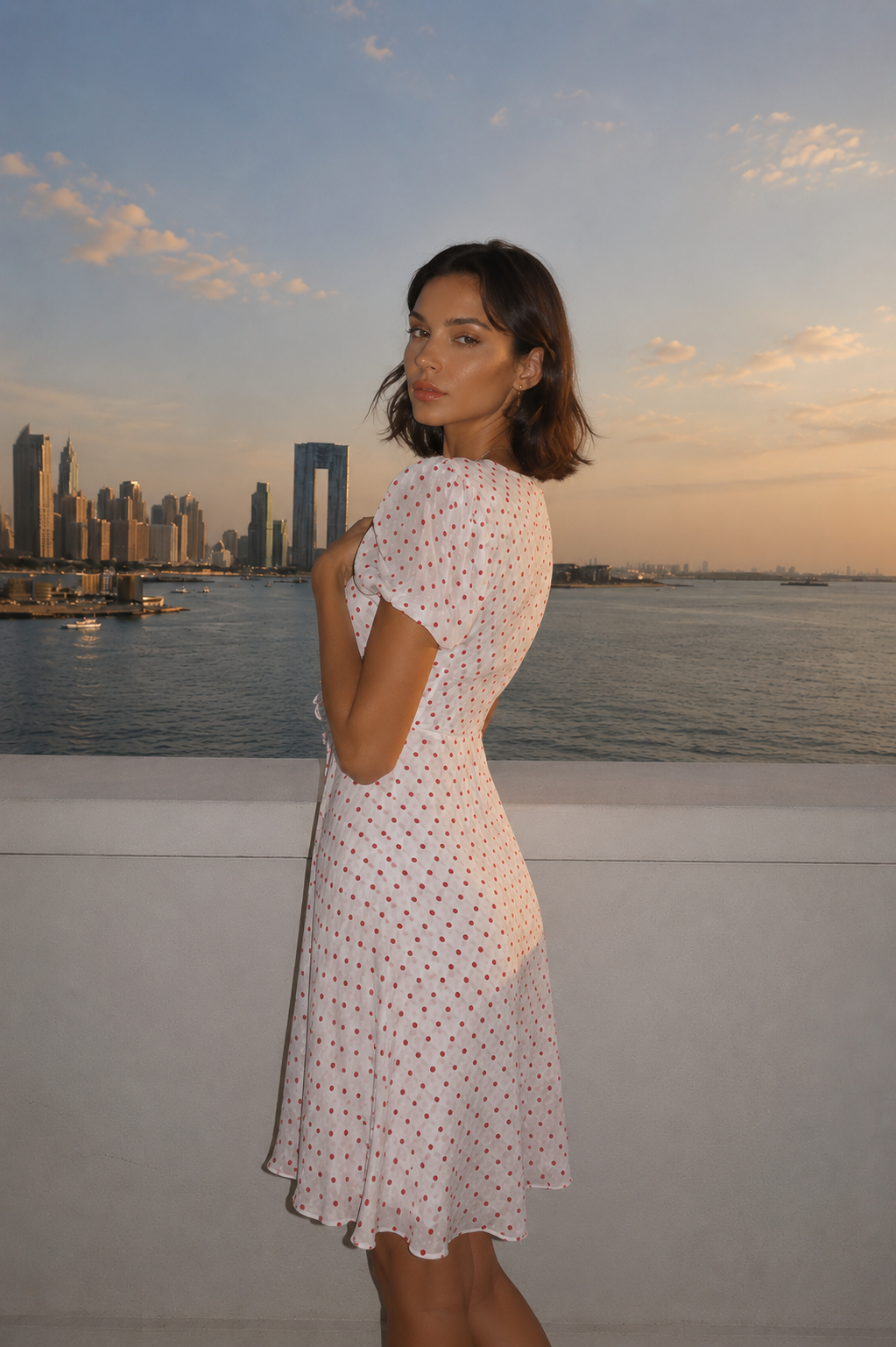 Polka Dot Bow-Detail Mini Dress