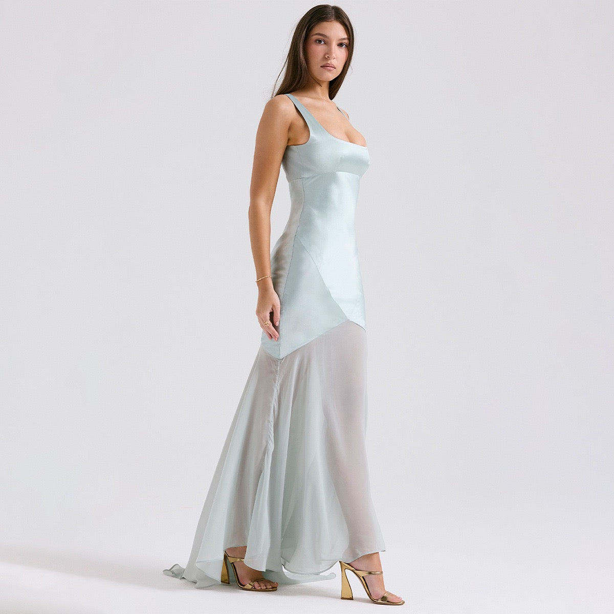 Sheer Overlay Long Dress