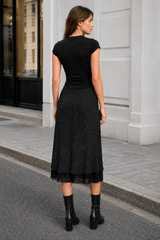 Polka Dot A-Line Mesh Midi Skirt