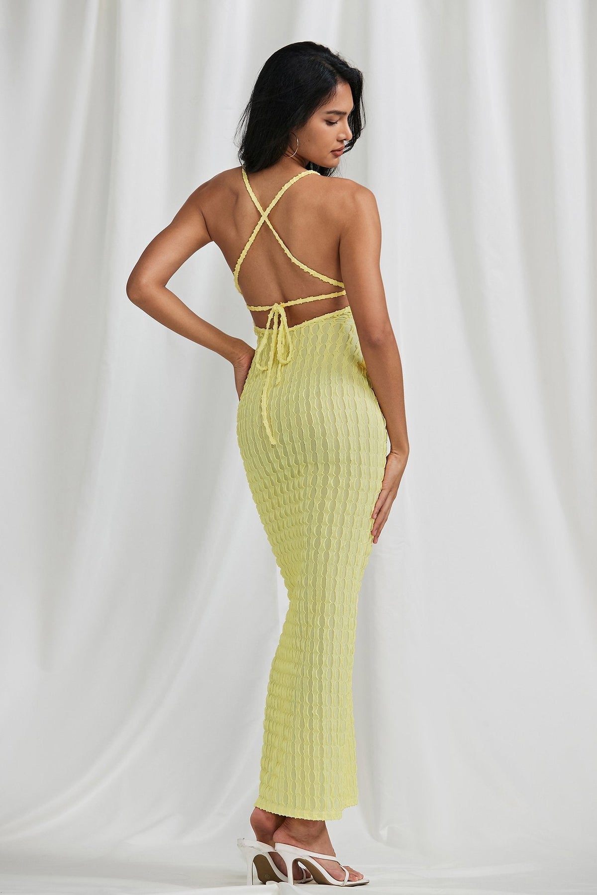 Cross Back Bodycon Maxi Dress